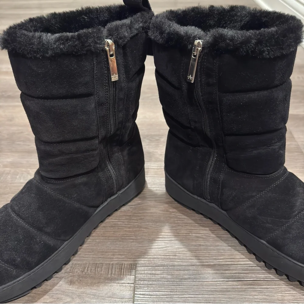 Aquatalia Alcee Faux Fur Lined Black Winter Snow Boots